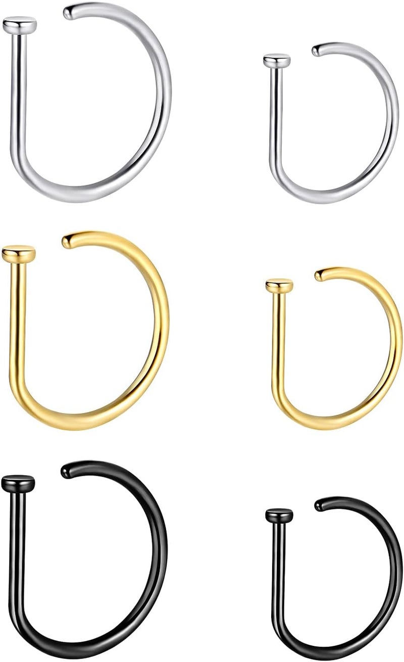 VOJO G23 Titanium 20G Nose Rings Hoops L Shaped Screw Nose Studs Diamond Small Piercing Jewelry for Women Men - Image 1